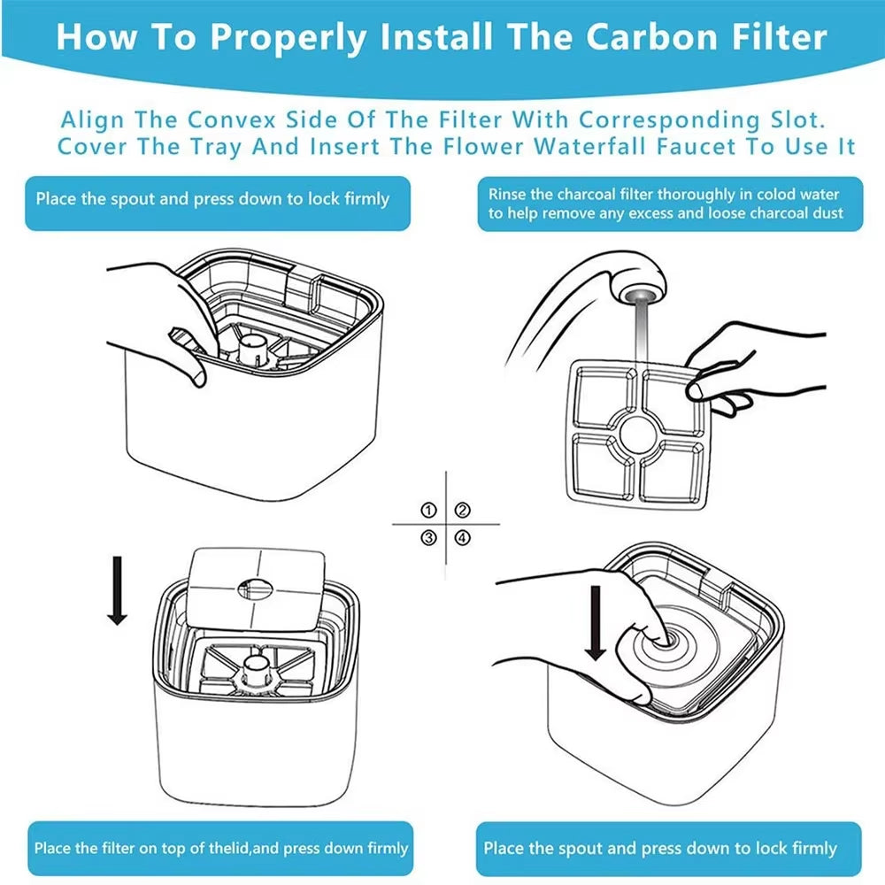 Replacement Activated Carbon Filter for Cat Water Drinking Fountain Replaced Filters Flower Pet Dog Square Fountain Dispenser