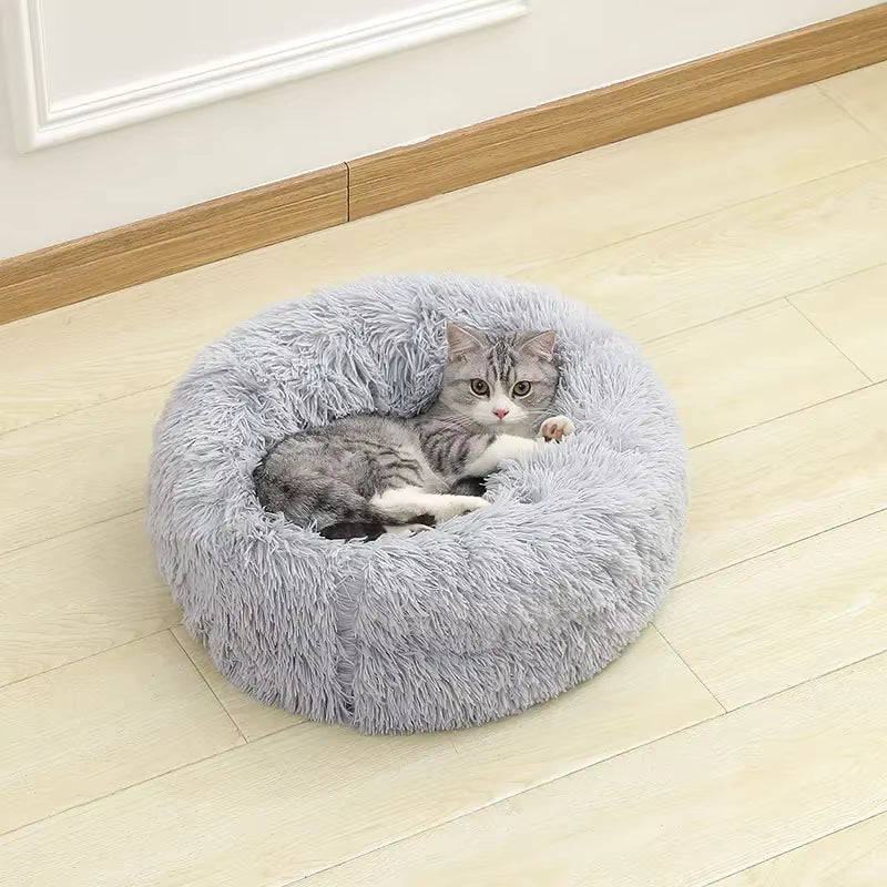 Long Plush round Pet Bed for Dogs and Cats, Winter Dog Mat, Pet Supplies