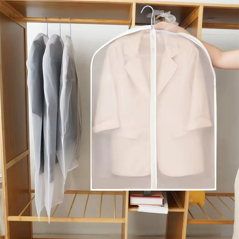 5Pcs Transparent Thickened Garment Protection Bags Home Wardrobe Clothes Storage and Protective Bags Suit and Coat Hanging Bags