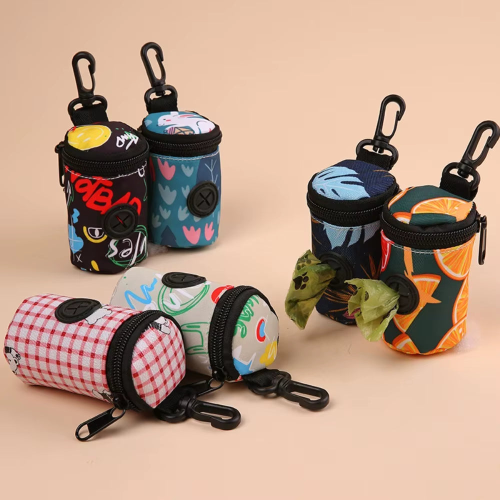 Hangable Dog Poop Bag Dispenser Zipper Portable Waste Bag Holder Cute Dogs Walking Accessory Garbage Bags Organizer Pet Supplies