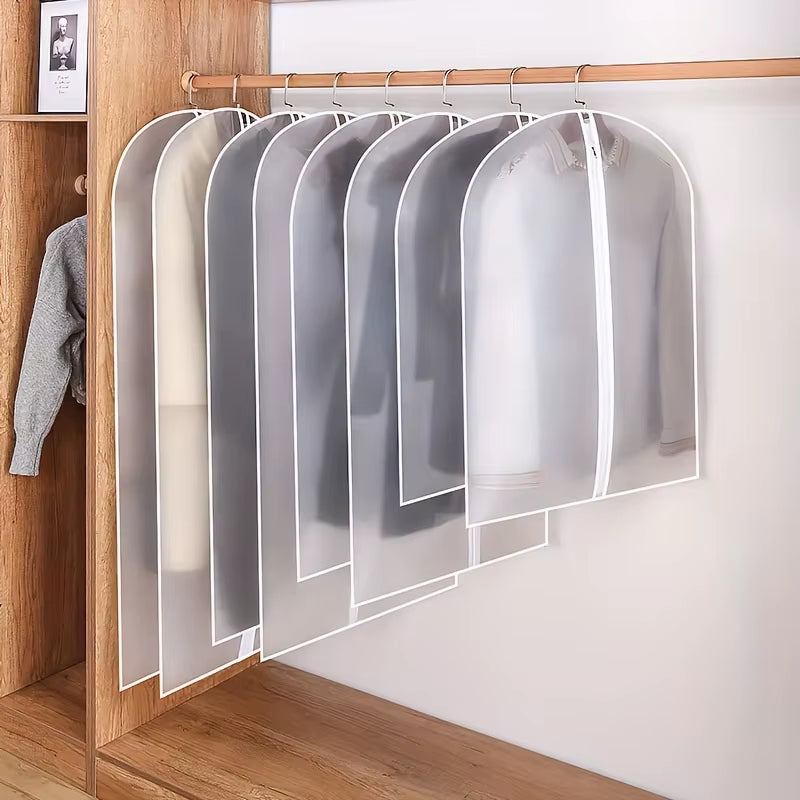 5Pcs Transparent Thickened Garment Protection Bags Home Wardrobe Clothes Storage and Protective Bags Suit and Coat Hanging Bags
