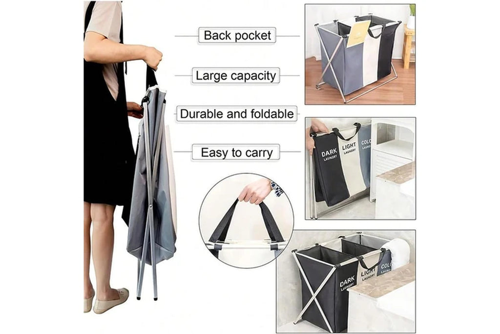 Strapsco 3 Grid Collapsible Laundry Sorter Hamper