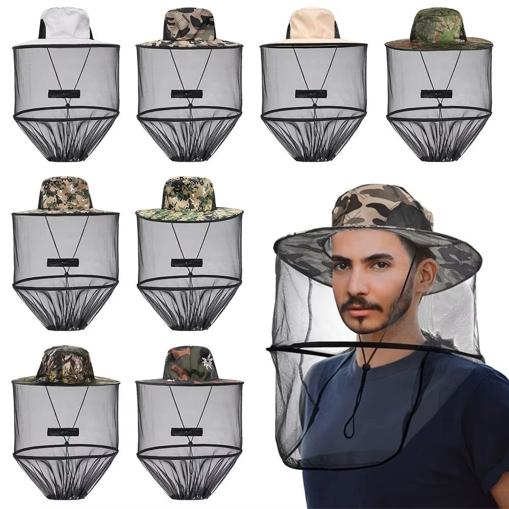 Mosquito Hat with Hidden Net Mesh Repellent Insect Bee Protection Men Women Outdoor Sunscreen Fishing Cap