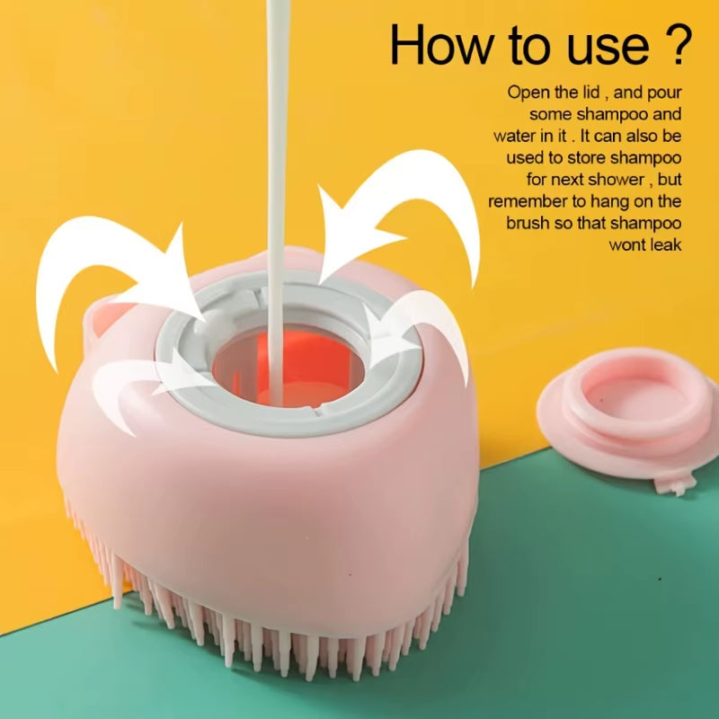 Pet Bathroom Washing Massage Dispenser Grooming Shower Brush Soft Silicone Dog Brush Shampoo Massager Bath Brush Pet Supplies