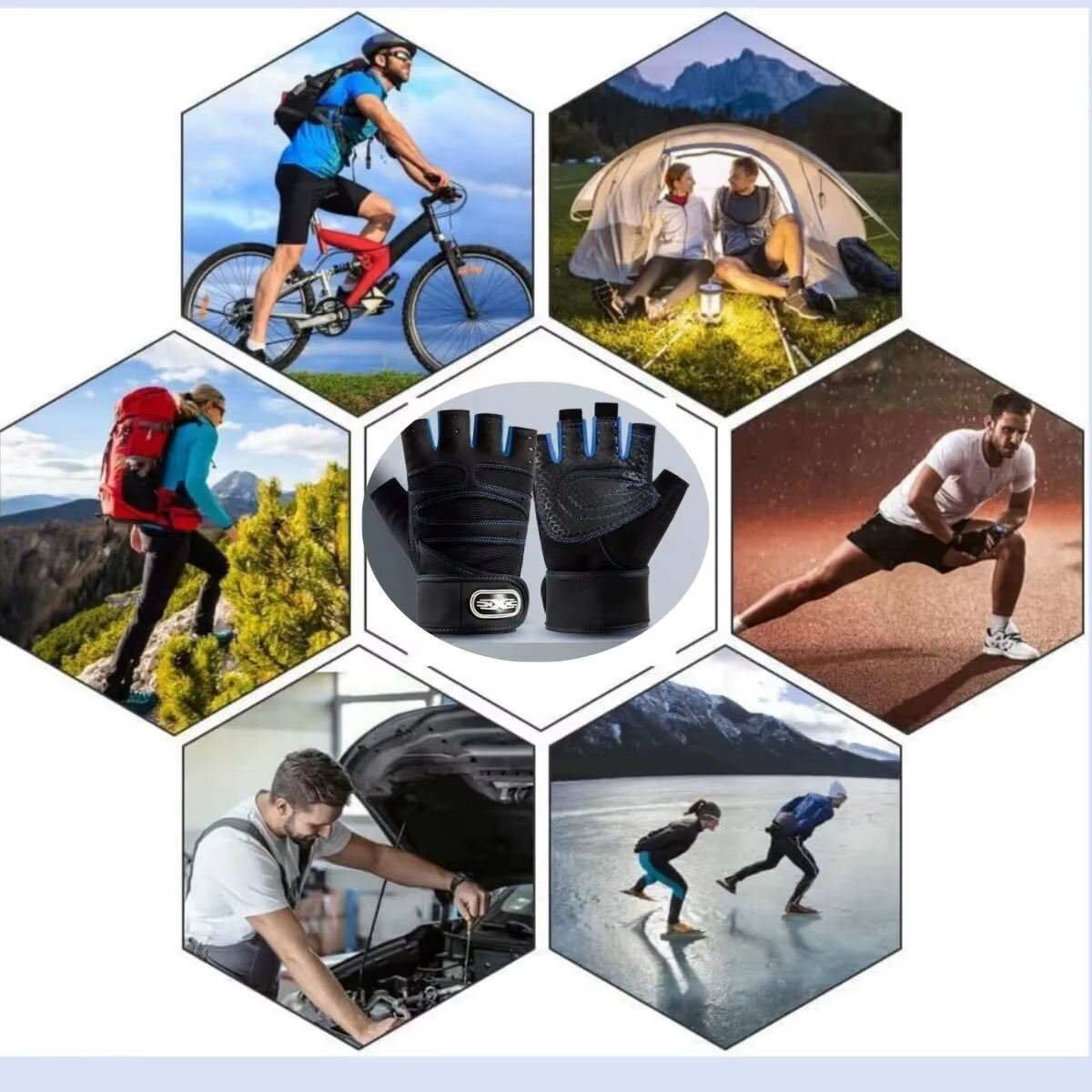 Cycling Gloves Gloves Half Finger Gloves Anti-Slip Shock-Absorbing Breathable Glove for Fitness Cycling Outdoor Sports Unisex