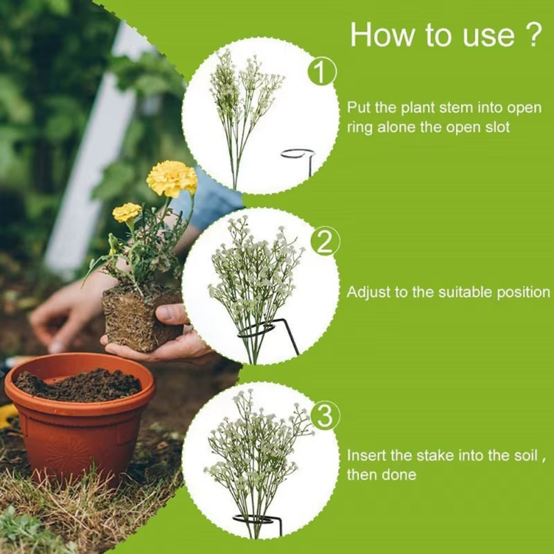 Garden Support Stake Ring Metal Garden Plant Supports Single Stem Shrub Holder G32A