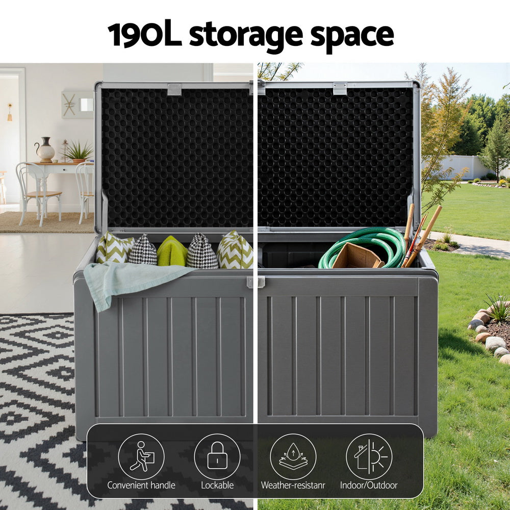 Gardeon Outdoor Storage Box Container Lockable Indoor Toy Tools Shed Garden