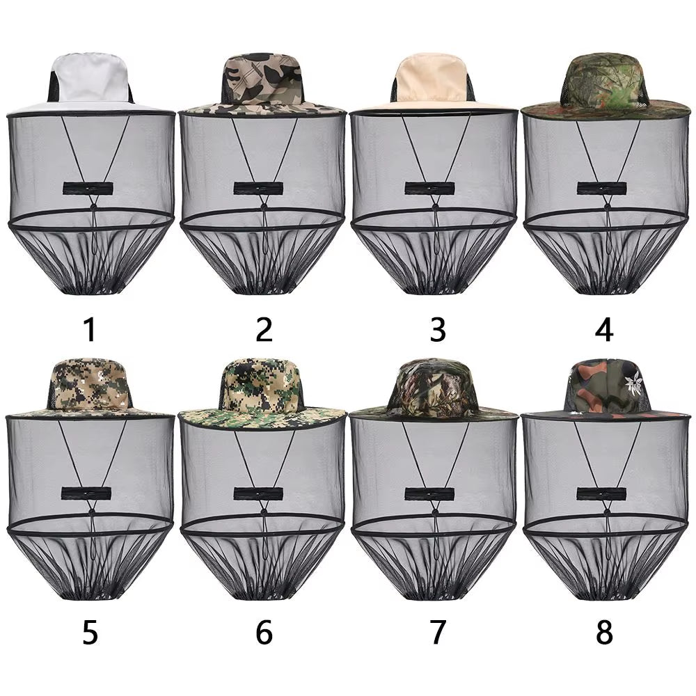 Mosquito Hat with Hidden Net Mesh Repellent Insect Bee Protection Men Women Outdoor Sunscreen Fishing Cap