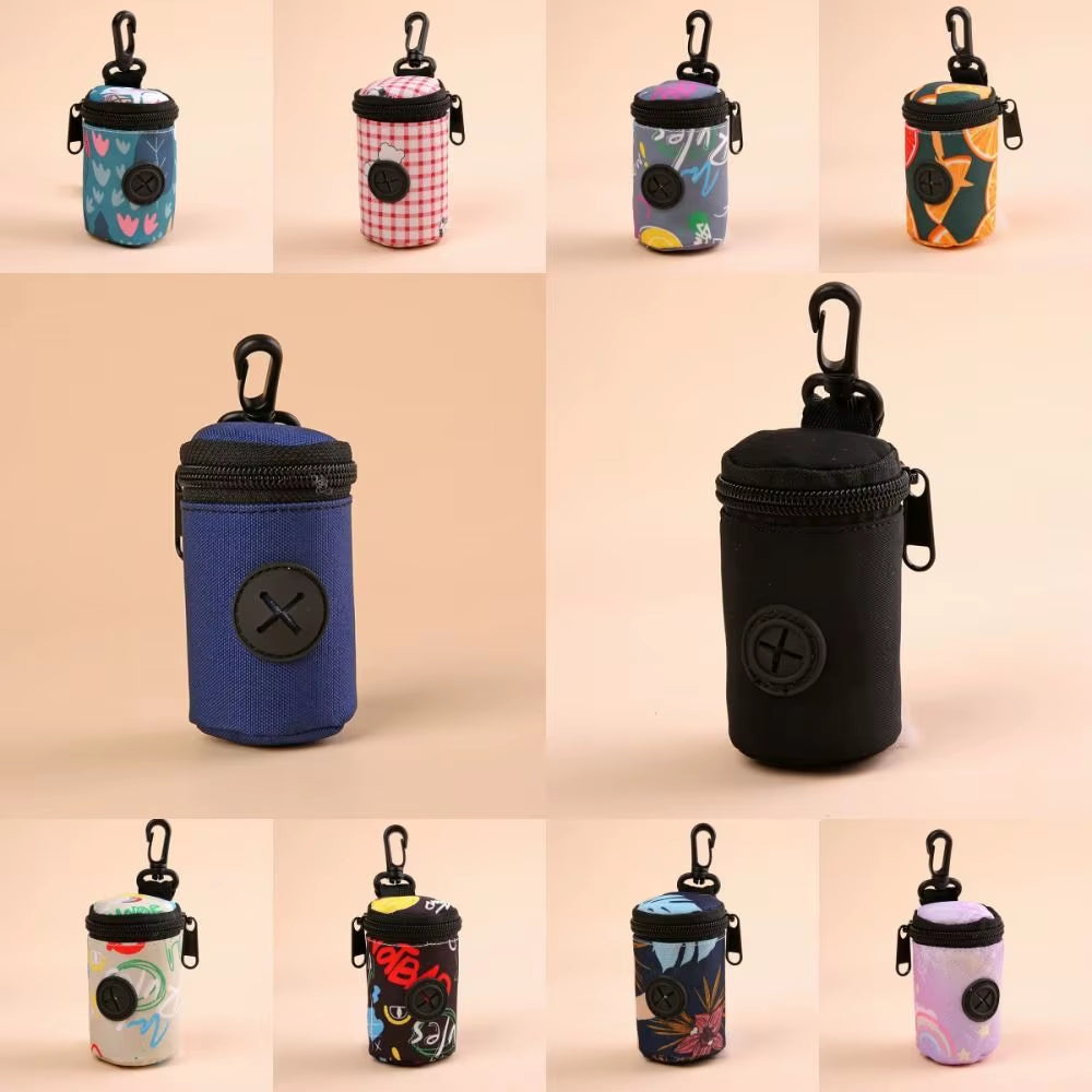 Hangable Dog Poop Bag Dispenser Zipper Portable Waste Bag Holder Cute Dogs Walking Accessory Garbage Bags Organizer Pet Supplies