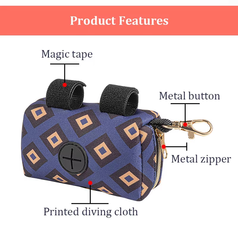KOMMILIEF Portable Dog Poop Bags Dispenser Poop Waste Bag for Dogs Diving Cloth Garbage Bag Storage Bag Gift a Roll Garbage Bag
