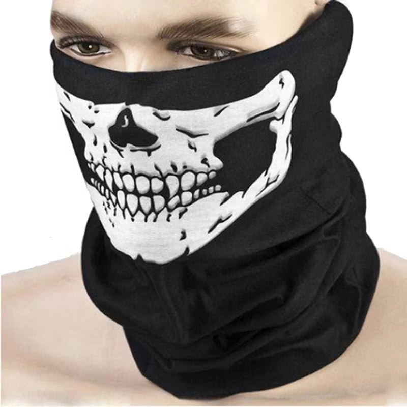 1Pc Motorcycle Scarf Face Mask Shield Skull Ghost Face Riding Balaclava Outdoor Winter Warm Bike Head Face Mask Shield