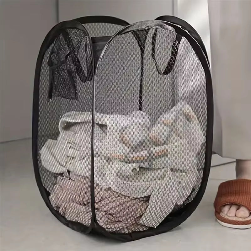 Large Portable Mesh Pop-Up Laundry Basket, Laundry Basket, Foldable Dirty Clothes Storage Basket, Large Capacity Storage Basket
