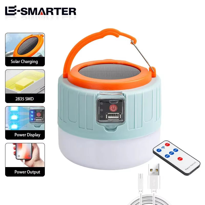 Outdoor Solar LED Camping Lights USB Rechargeable Tent Portable Lanterns Emergency Lights for Fishing Barbecue Camping Lighting