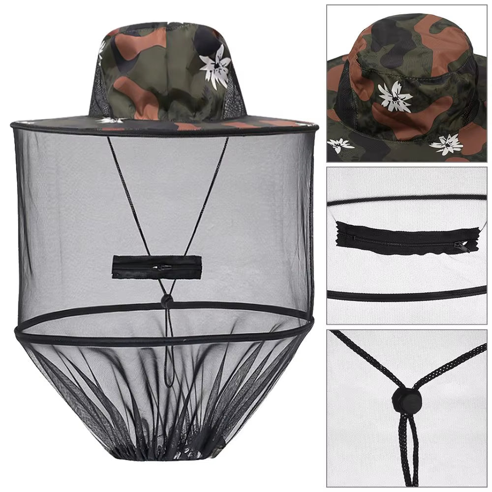 Mosquito Hat with Hidden Net Mesh Repellent Insect Bee Protection Men Women Outdoor Sunscreen Fishing Cap