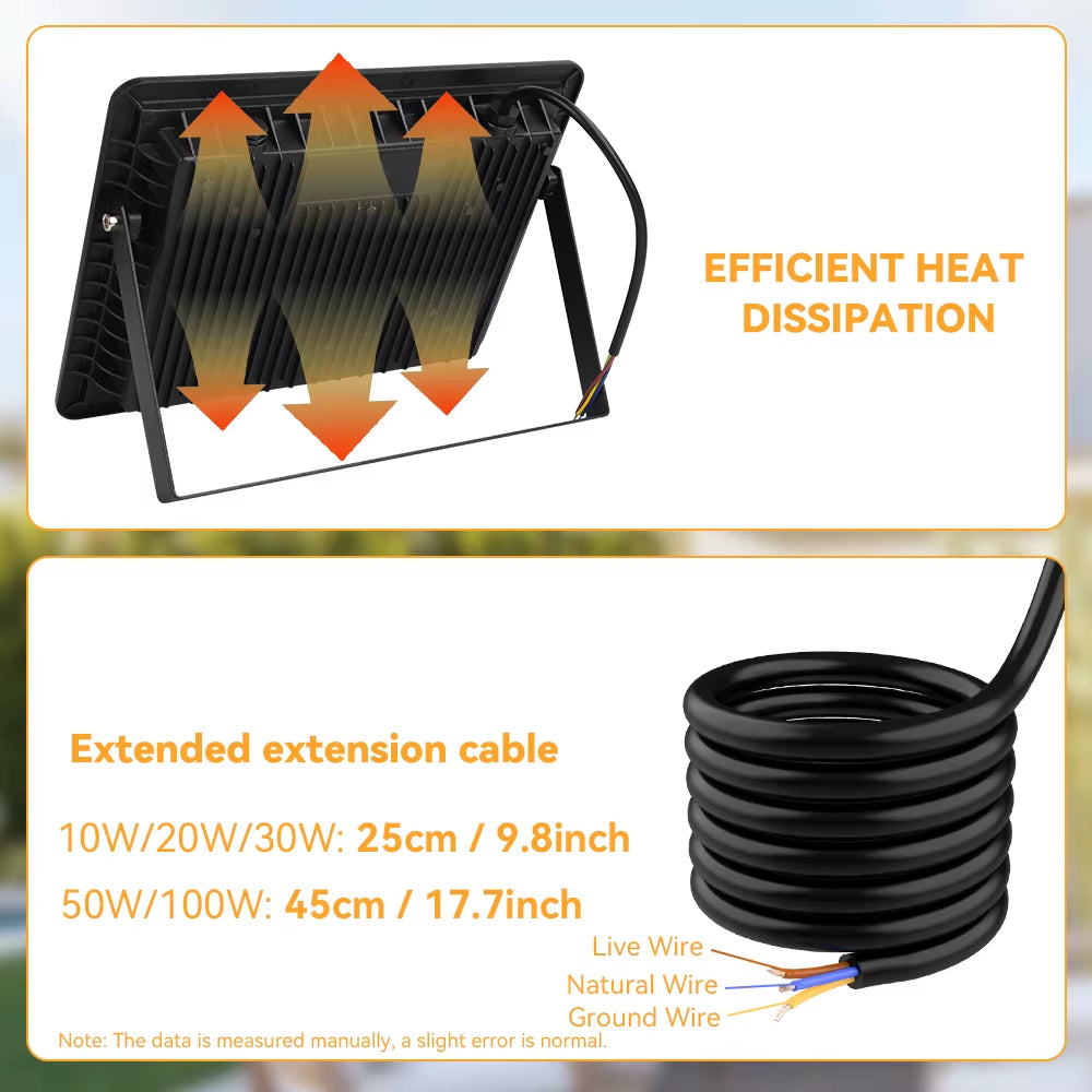 LE Floolight Outoor LE Spotlight High Brightness Outoor LE Lights 10W 20W 30W 50W 100W AC 220V Light for Garen Street Lig