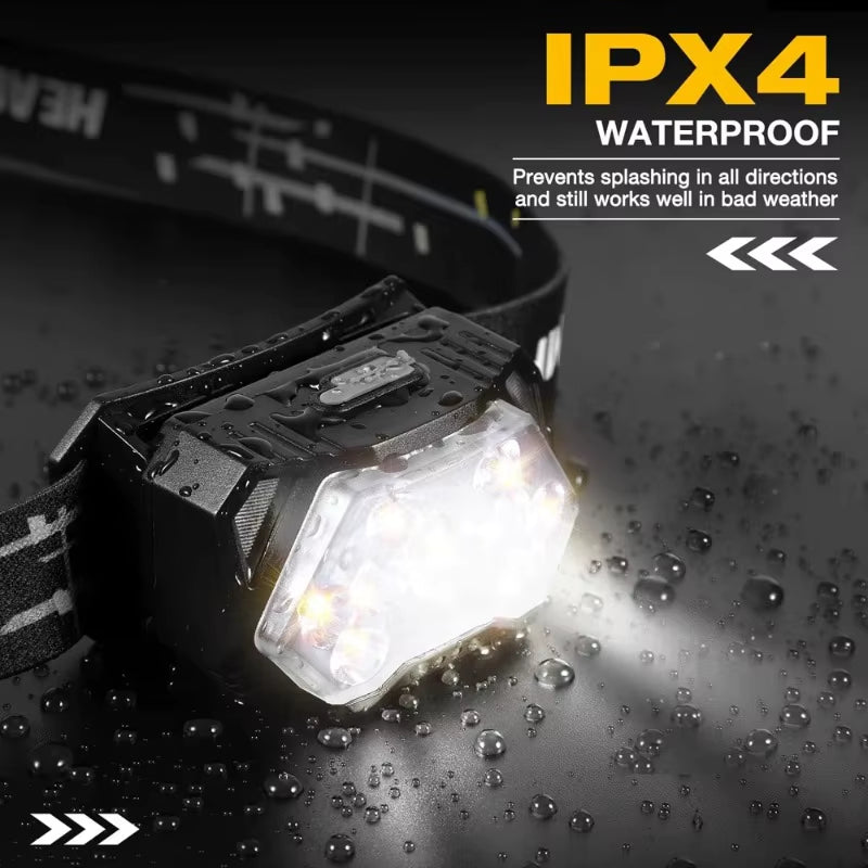 9-LED High-Brightness Headlamp, Motion Sensor Headlamp, Portable Fishing and Camping Outdoor Headlamp, Work Flashlight
