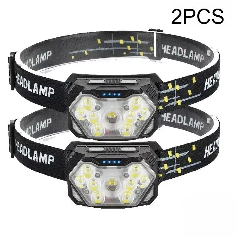 9-LED High-Brightness Headlamp, Motion Sensor Headlamp, Portable Fishing and Camping Outdoor Headlamp, Work Flashlight