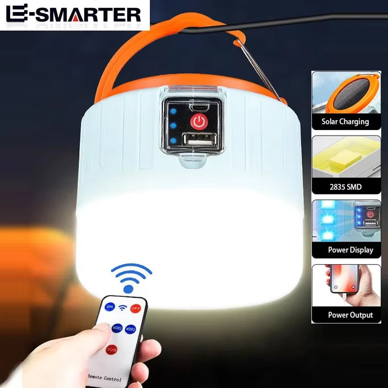 Outdoor Solar LED Camping Lights USB Rechargeable Tent Portable Lanterns Emergency Lights for Fishing Barbecue Camping Lighting