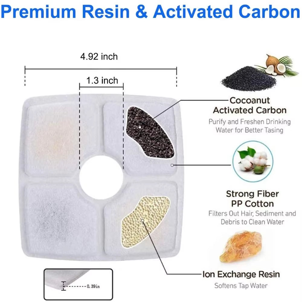 Replacement Activated Carbon Filter for Cat Water Drinking Fountain Replaced Filters Flower Pet Dog Square Fountain Dispenser