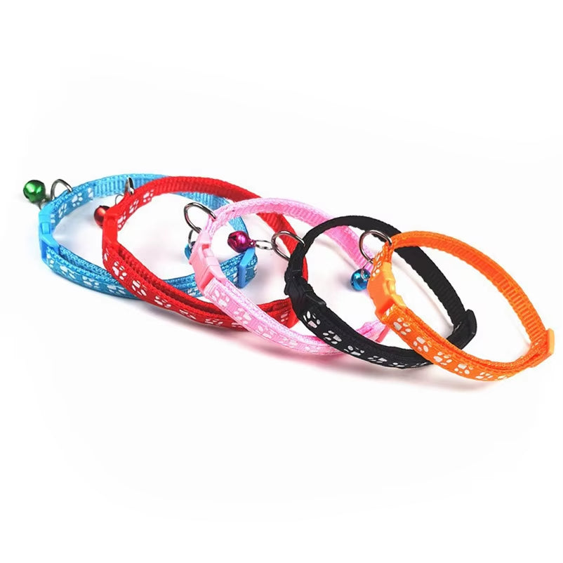 Pet Cat Bell Collar Dog Print Cat Collar Multiple Colors Optional Necklace Ring Cat Rope Collar Pet Supplies