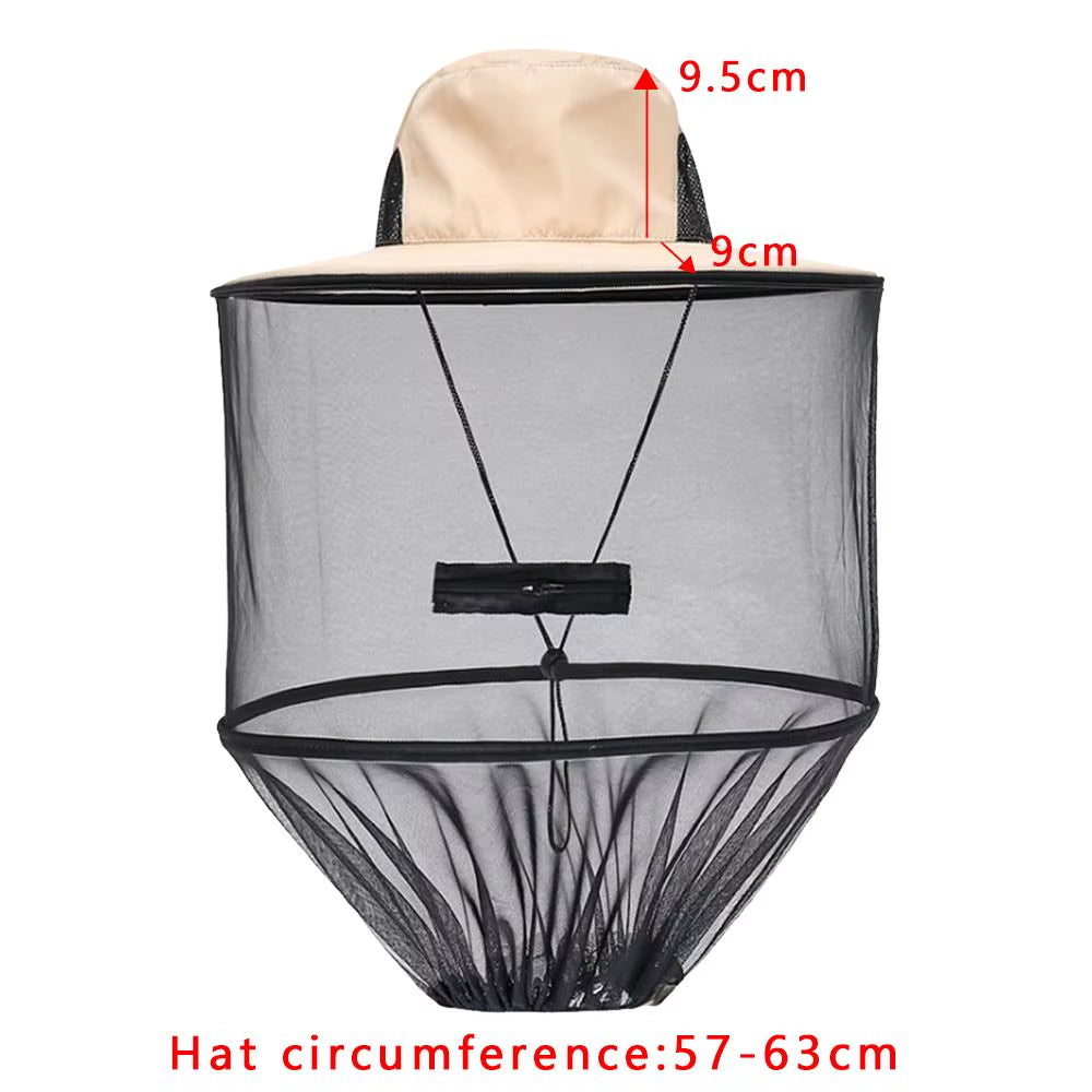 Mosquito Hat with Hidden Net Mesh Repellent Insect Bee Protection Men Women Outdoor Sunscreen Fishing Cap