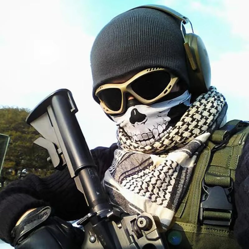 1Pc Motorcycle Scarf Face Mask Shield Skull Ghost Face Riding Balaclava Outdoor Winter Warm Bike Head Face Mask Shield