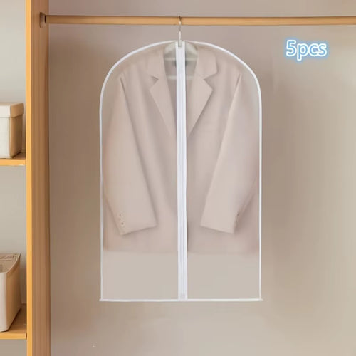 5Pcs Transparent Thickened Garment Protection Bags Home Wardrobe Clothes Storage and Protective Bags Suit and Coat Hanging Bags